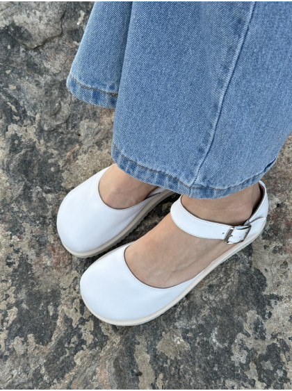 Анатомические босоножки Comfort белая кожа Vubo