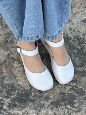 Анатомические босоножки Comfort белая кожа Vubo
