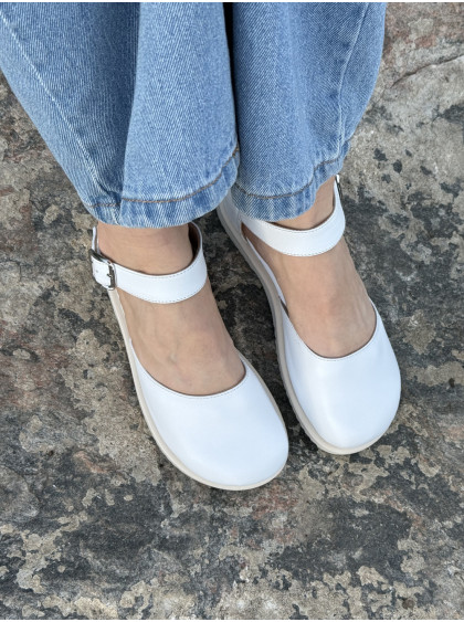 Анатомические босоножки Comfort белая кожа Vubo